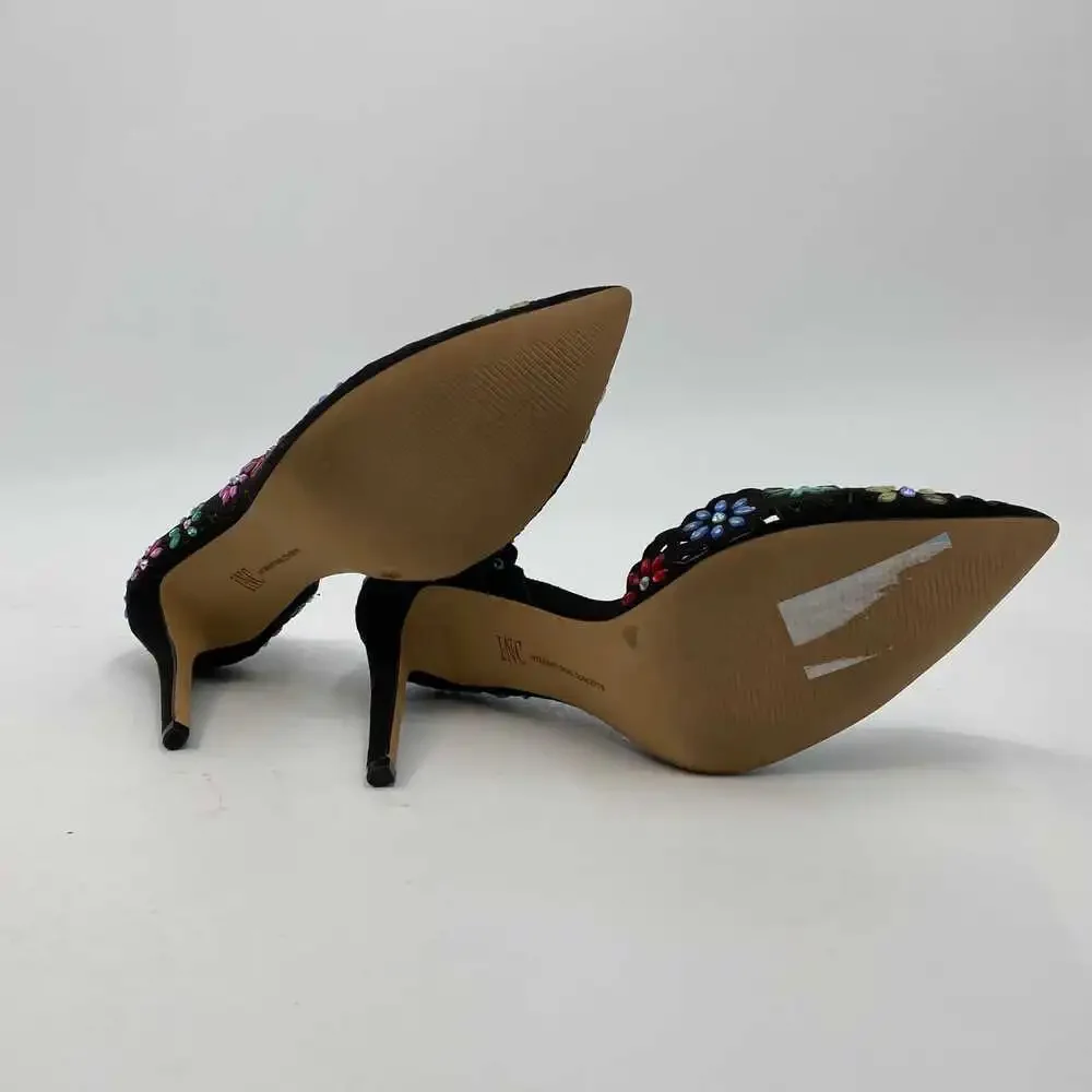 I.N.C Black Floral Rhinestone Heels | Women’s Size 9.5